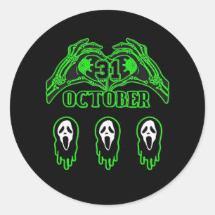 Sticker Rond Skeleton Mains Design classique