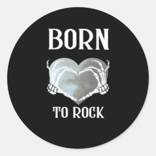 Sticker Rond Skeleton Mains Grey Heart Graphic Pour Classique