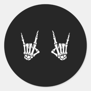 Sticker Rond Skeleton Mains Rocker Rock Sur Rock Star