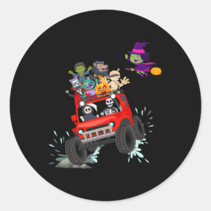 Sticker Rond Skeleton maman vampire zombie monstre camion