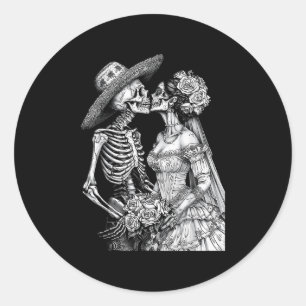 Sticker Rond Skeleton Mariage Mariée Et Jour De La Pièce Morte 