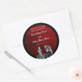 Sticker Rond Skeleton mariage Skuls "Jusqu'à ce que la mort nou (Enveloppe)
