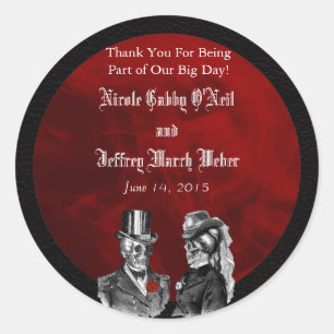 Sticker Rond Skeleton mariage Skuls "Jusqu'à ce que la mort nou
