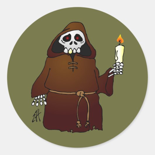 Sticker Rond Skeleton Monk effrayant (Devant)