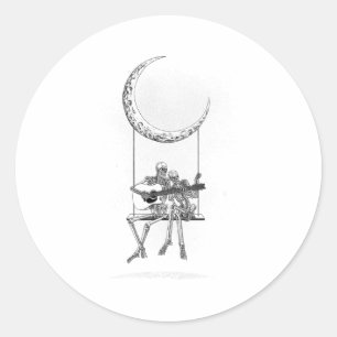 Sticker Rond Skeleton Moon Band Tee - shirts - Rock And Roll Co
