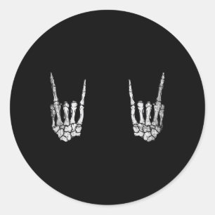 Sticker Rond Skeleton Rock Mains Lazy Costume Halloween Cool Bo
