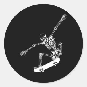 Sticker Rond Skeleton Skateboard Skateboard Halloween Skateboar