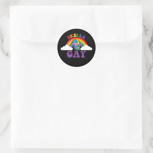 Sticker Rond Skeleton Skella Gay Rainbow Prith Mois (Sac)