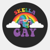 Sticker Rond Skeleton Skella Gay Rainbow Prith Mois (Devant)