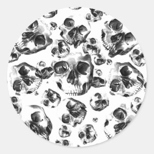 Sticker Rond Skeleton Skull Art Pattern