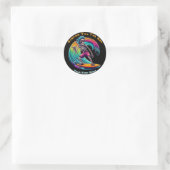 Sticker Rond Skeleton Surfer En Vague (Sac)