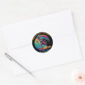 Sticker Rond Skeleton Surfer En Vague (Enveloppe)