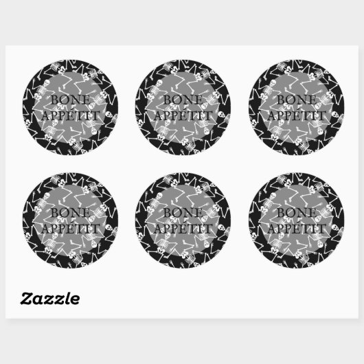 Sticker Rond Skeletons BONE APPÉTIT (Feuille)