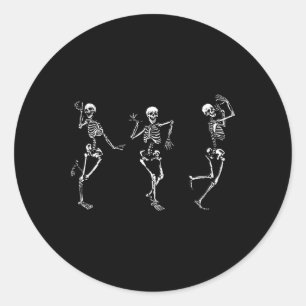 Sticker Rond Skeletons dansants. Halloween Debout Danse Pour Ho
