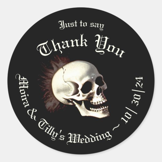Sticker Rond Skeletons dansants Mariage gothique (Devant)