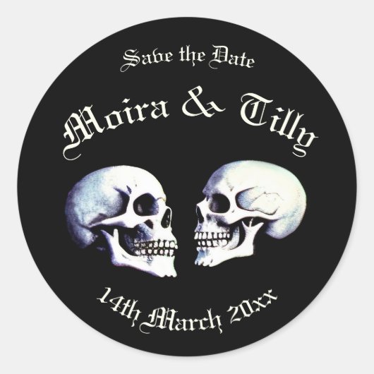 Sticker Rond Skeletons de danse gothique violet Enregistrer la  (Devant)