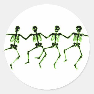 Sticker Rond Skeletons de danse, Vert Luminaire