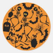 Sticker Rond Skeletons d'Halloween Macabre Dance (Devant)