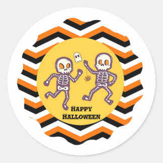 Sticker Rond Skeletons Éffrayants Halloween tendance