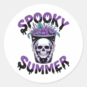 Sticker Rond Skeletonsummerween été éffrayant