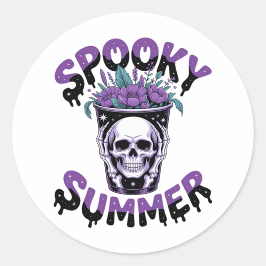 Sticker Rond Skeletonsummerween été éffrayant (Devant)