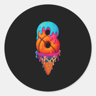 Sticker Rond Sketll Drip 8 ans Ice Cream Drip 8e anniversaire