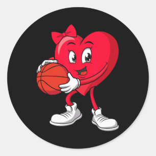 Sticker Rond Sketll Saint-Valentin Cute Rouge Coeur Joueuses Fi