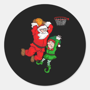 Sticker Rond Sketto de Noël Santa Claus Slam Dunk Elf Funny H