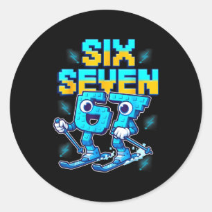 Sticker Rond Ski 67 Six Seven Meme Brainrot Drôle 6 7 Enfants S