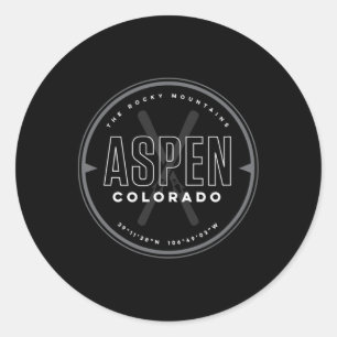 Sticker Rond Ski à Aspen Colorado