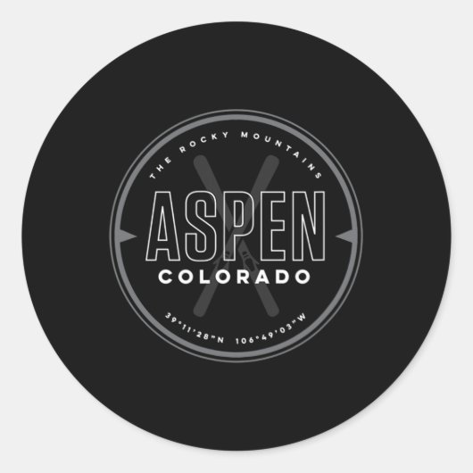 Sticker Rond Ski à Aspen Colorado (Devant)