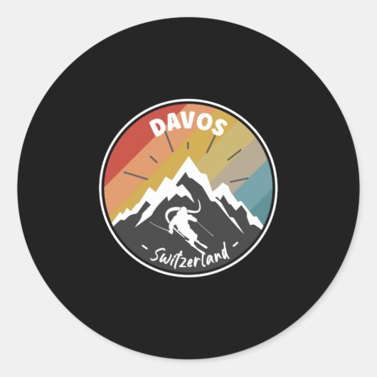 Sticker Rond Ski À Davos - Suisse (Devant)