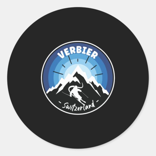 Sticker Rond Ski À Verbier Suisse Bleu (Devant)
