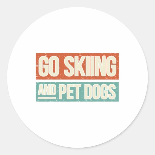 Sticker Rond Ski Aller Ski Et Chiens Pour Animaux - Skier (Devant)