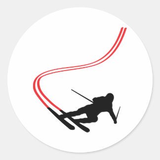 Sticker Rond ski alpin piste rouge