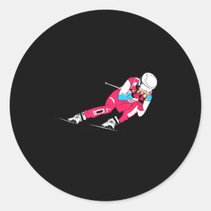 Sticker Rond ski alpin skieur course de ski ski descente Alpin