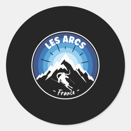 Sticker Rond Ski Aux Arcs France Bleu (Devant)
