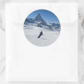 Sticker Rond Ski avec Mont Matterhorn à Zermatt, Suisse (Sac)