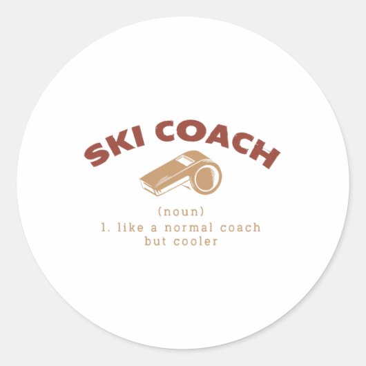 Sticker Rond Ski Coach Définition Funny Ski Instructor Humour (Devant)