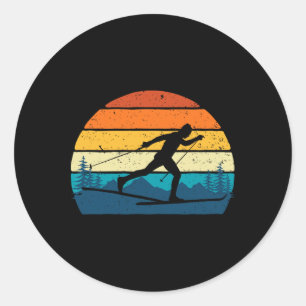 Sticker Rond Ski de fond rétro vintage - Sports d'hiver