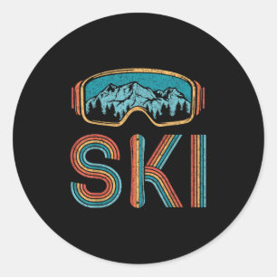Sticker Rond Ski de fond Vintage 80s 90s Snowboard skieurs M