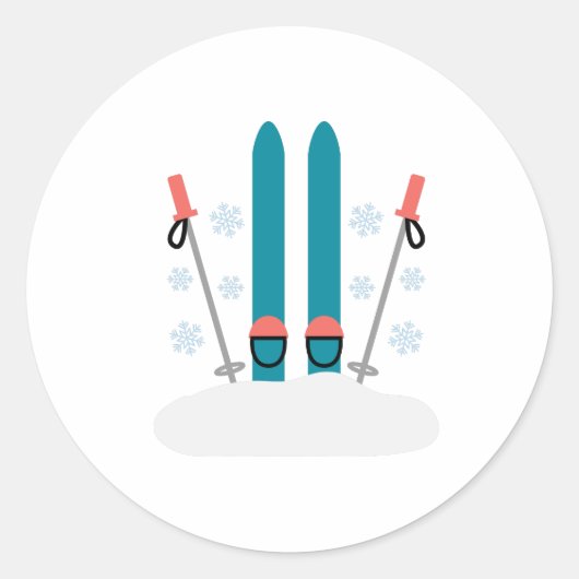 Sticker Rond Ski De Neige (Devant)