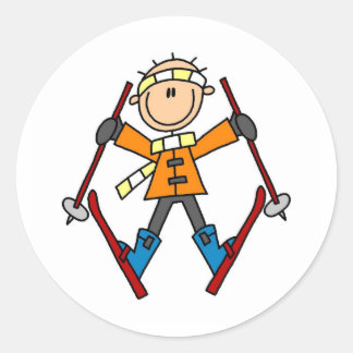 Sticker Rond Ski de neige d'hiver