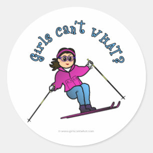 Sticker Rond Ski De Neige Pour Fille Légère