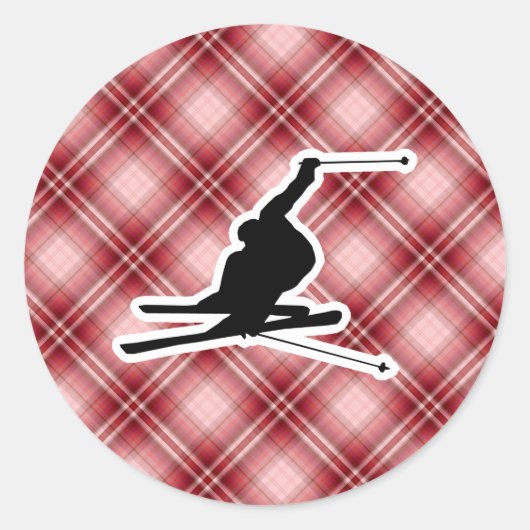 Sticker Rond Ski De Neige Rouge (Devant)