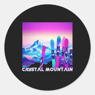 Sticker Rond Ski De Ski De Cristal Mountain Retro 80's Style Sk