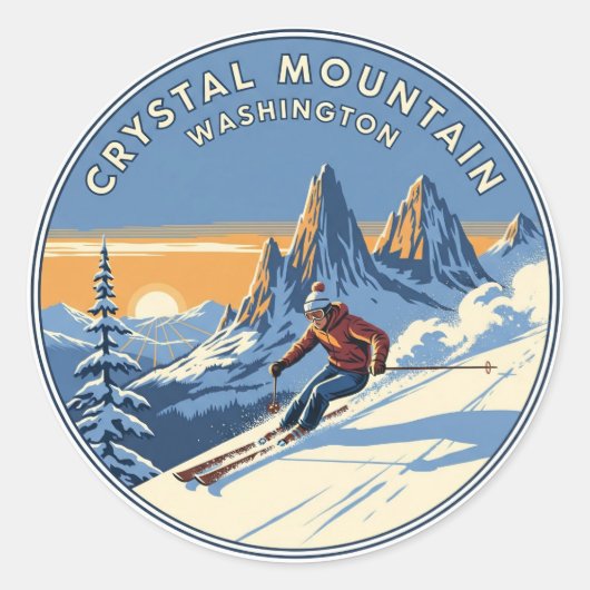 Sticker Rond Ski de Washington Crystal Mountain (Devant)