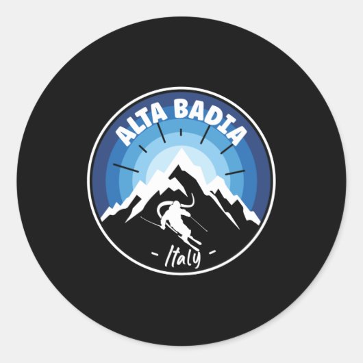 Sticker Rond Ski En Alta Badia Italie Bleu (Devant)
