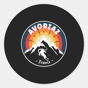 Sticker Rond Ski En Avoriaz France Vintage