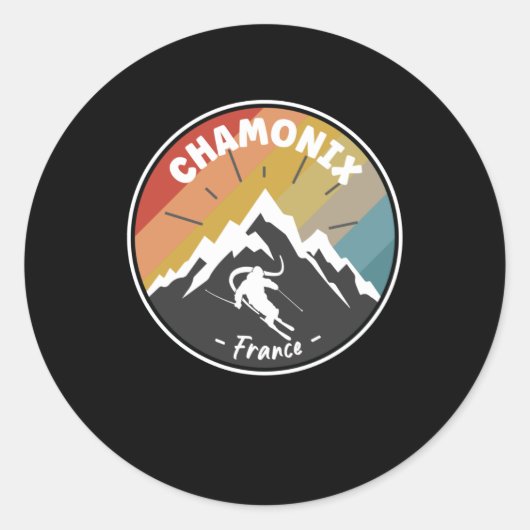 Sticker Rond Ski En France Chamonix (Devant)